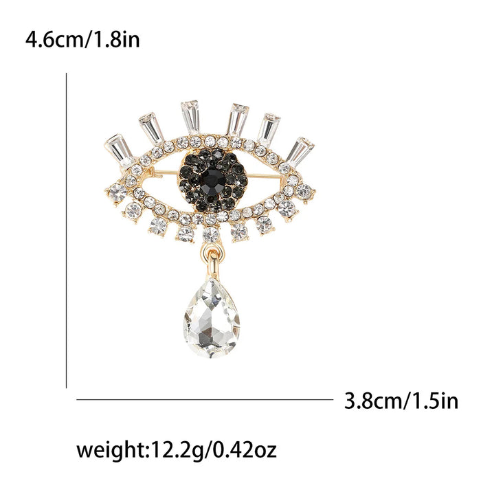 Devil Eyes Brooch Pin 2 Colour Rhinestone Water Drop Lapel Pin For Womens Clothing