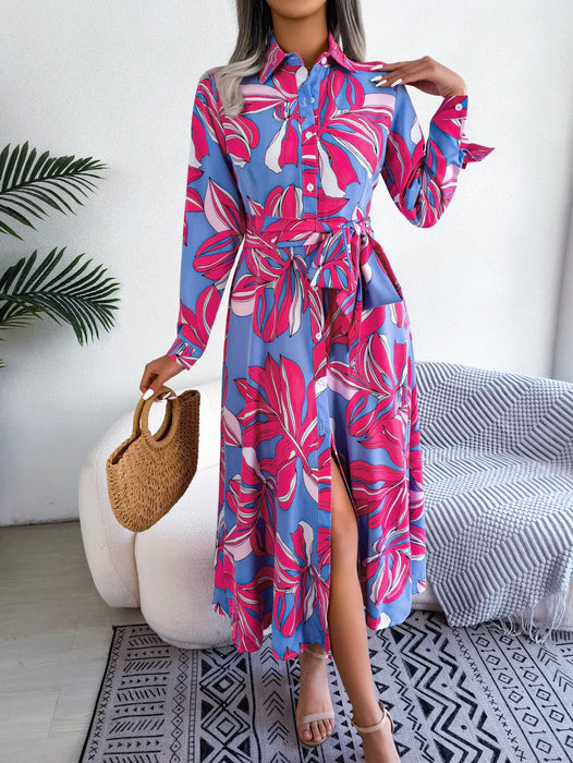 Floral Print Long Sleeve Maxi Dress For Women