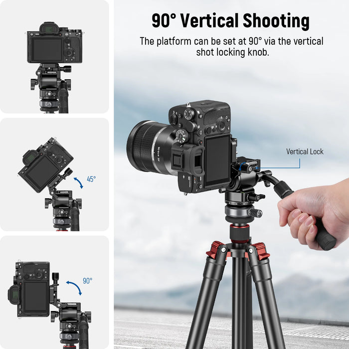 Compact Fluid Head With ±10° Leveling Base For Vertical/Horizontal Shooting 43Mm Dia.