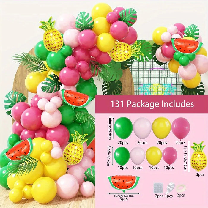 131Pcs Tropical Fruit Balloon Wreath Arch Kit Birthday And Summer Party Decoration Indoor And Outdoor Decoration Use