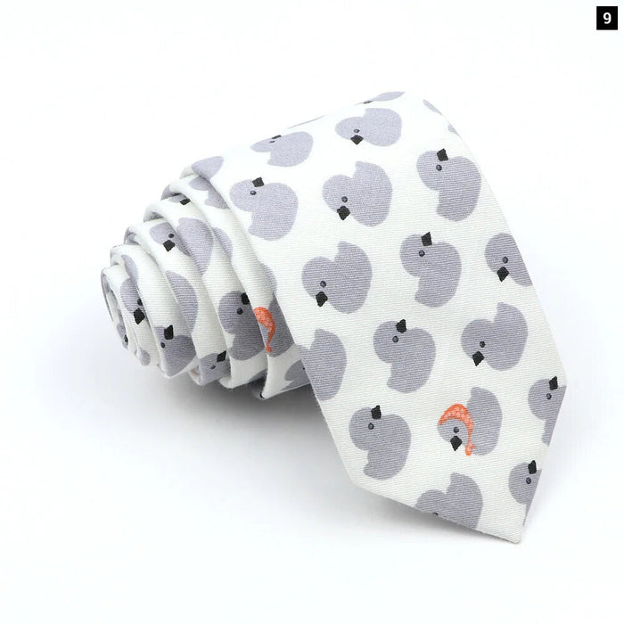 Cartoon Neck Ties For Men Slim Casual Cotton For Weddings And Parties