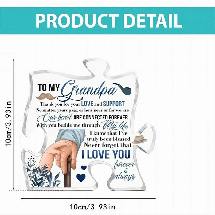 Grandpa Puzzle Acrylic Plaque Clear Table Decor For Fathers Day Or Birthday