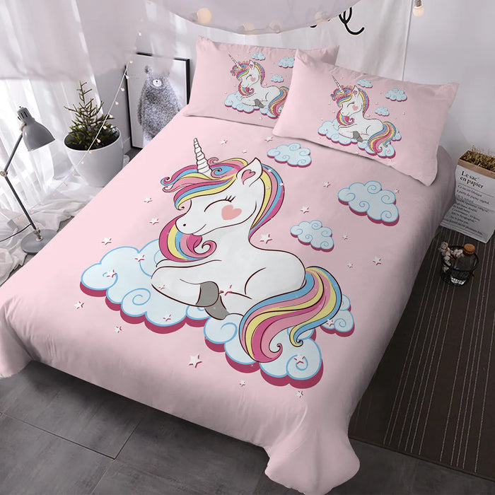 3 Piece Unicorn Bedding Set Duvet Cover With 2 Pillow Shams