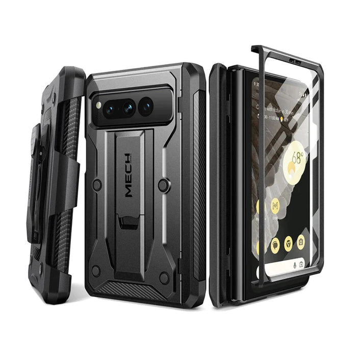 For Google Pixel Fold Military Grade Shockproof Rugged Phone Case With Screen Protector Hinge Protection Kickstand And Belt Clip