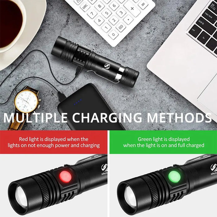 Multi Function USB Charger High Power Zoomable Waterproof  Flashlights Torch With T6 LED Lamp