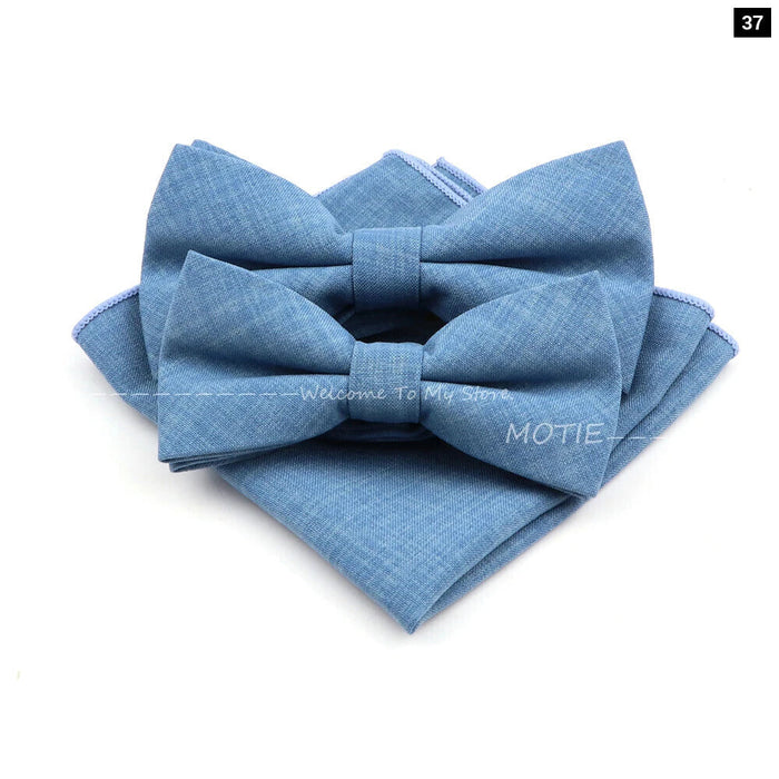 Design Cotton Handkerchief Set Adult And Kids Butterfly Bowtie Cufflink Brooch Party Suit Accessories