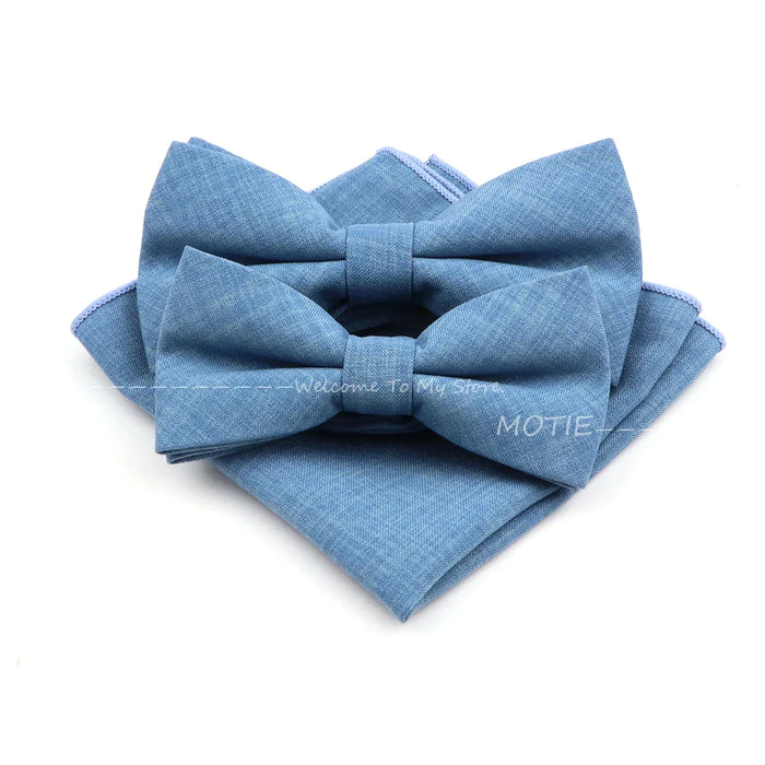 Design Cotton Handkerchief Set Adult And Kids Butterfly Bowtie Cufflink Brooch Party Suit Accessories