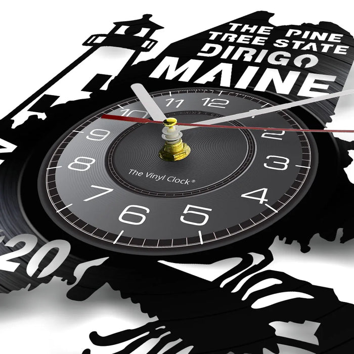 Maine State Vinyl Record Clock