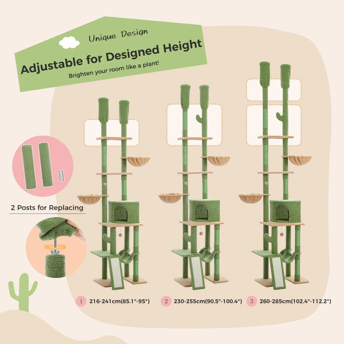 Adjustable Cactus Cat Tower Hammocks Condos