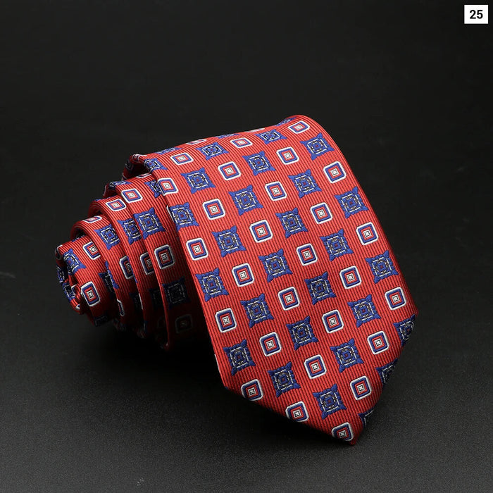 Floral Paisley Jacquard Necktie Red Blue For Mens Suits