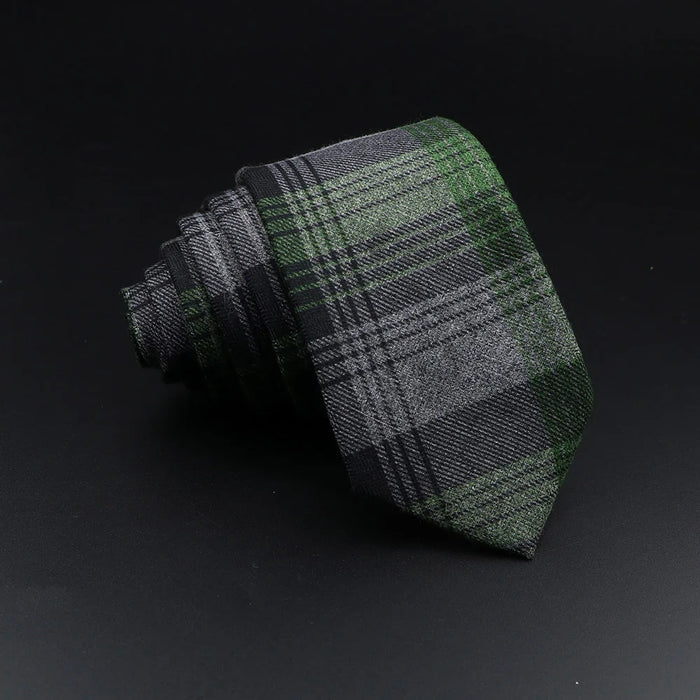 Handmade Mens Plaid Tie Black Grey Red Cotton Wool Wedding Business Party Gift Accessory