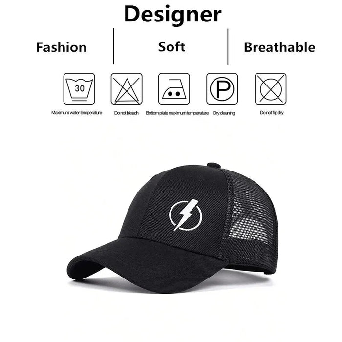 Adjustable Lightning Embroidery Baseball Cap / Hat For Outdoor Sun Protection