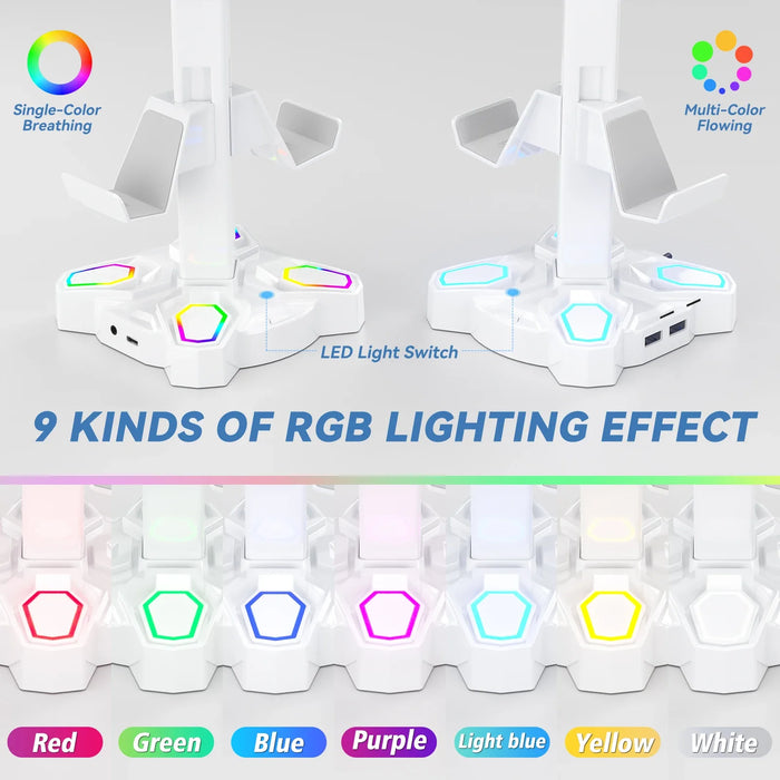 Rotatable Gaming Headphone Stand 9 Light Modes