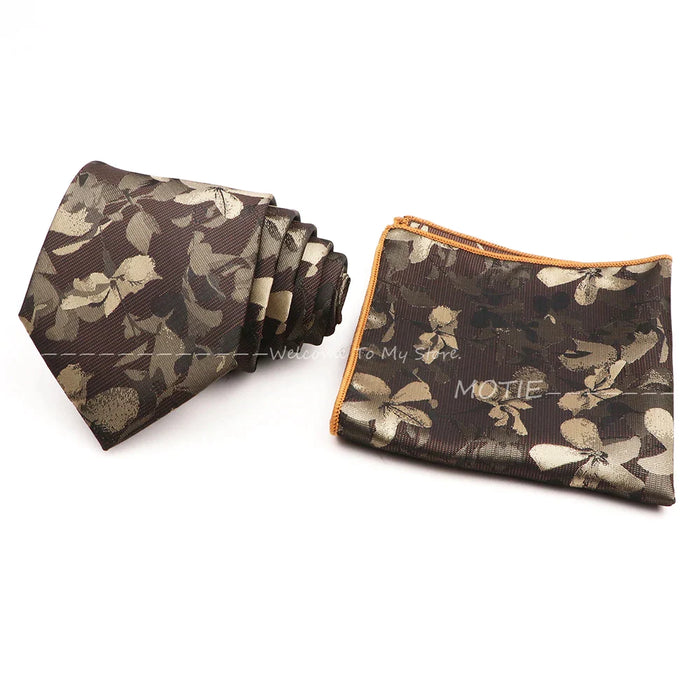 Floral Pocket Square Tie Set For Weddings Parties And Daily Wear