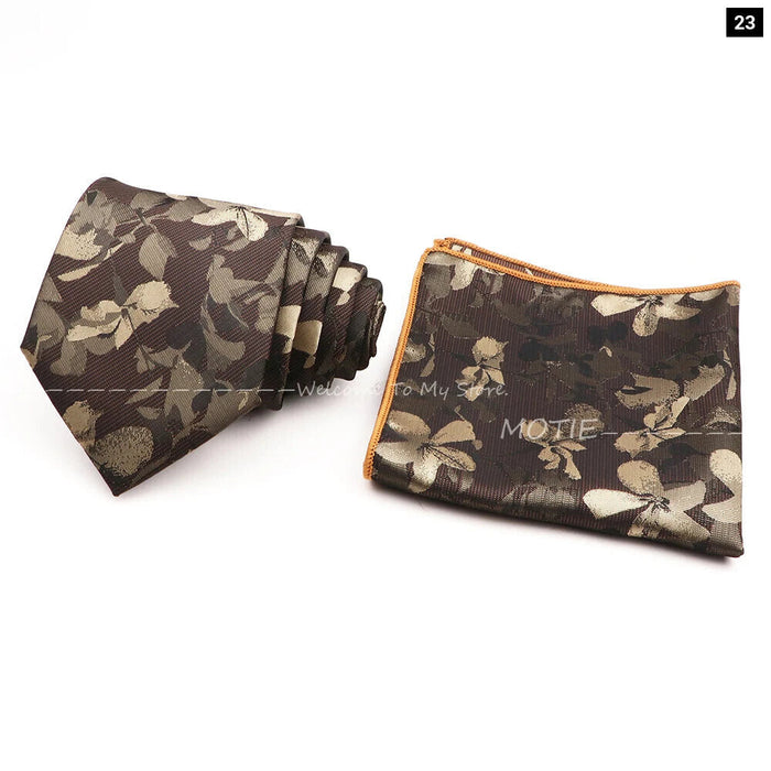 Floral Pocket Square Tie Set For Weddings Parties And Daily Wear