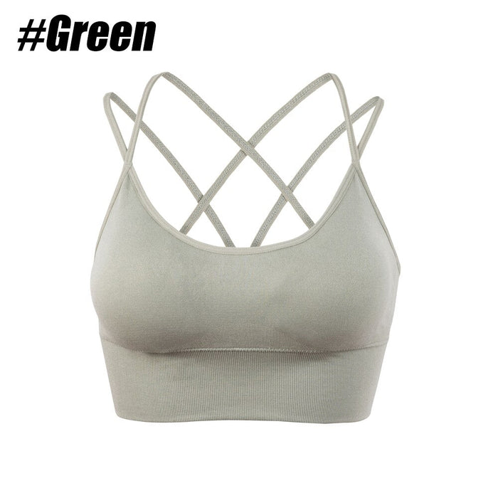 Women Strappy Cross Back Padded Sports Bra For Yoga Workout