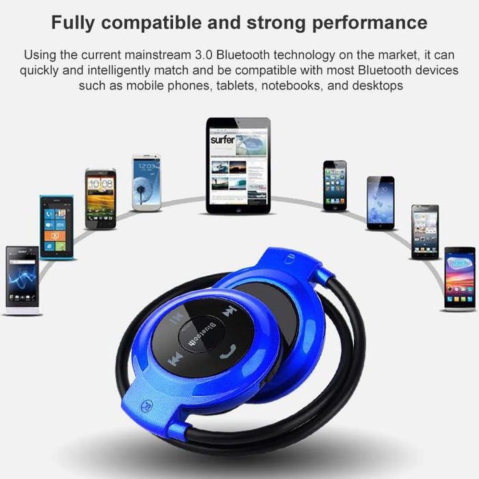 Mini-503 MP3 Player Bluetooth Earphones Supports FM Radio & 32GB TF Card