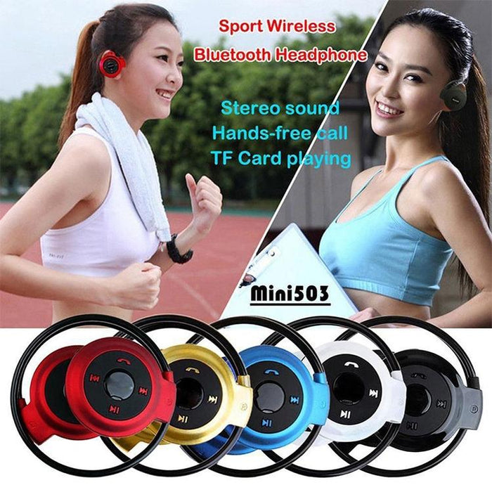 Mini-503 MP3 Player Bluetooth Earphones Supports FM Radio & 32GB TF Card