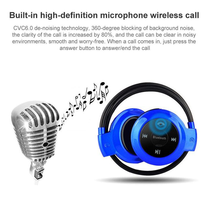 Mini-503 MP3 Player Bluetooth Earphones Supports FM Radio & 32GB TF Card