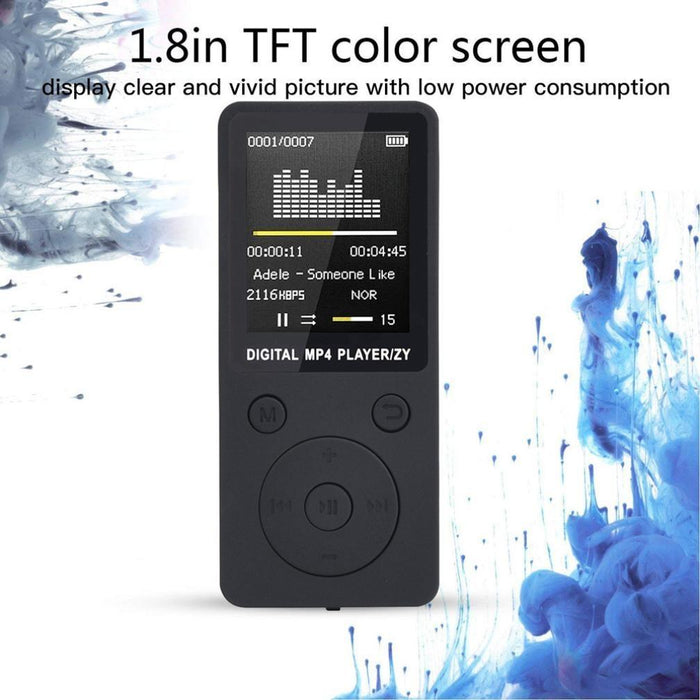 Portable Mp4 Music Player With Fm Radio & Recording Black