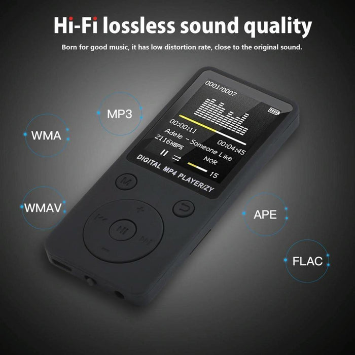 Portable Mp4 Music Player With Fm Radio & Recording Black