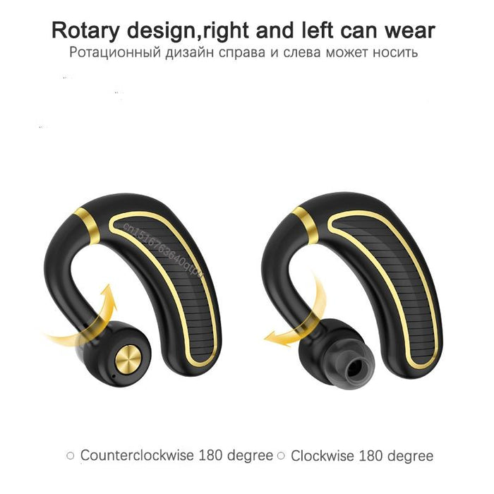 Business Bluetooth 5.0 Wireless Earphones With Mic 24 Hours Work Time For Iphone Android Phone Black Gold