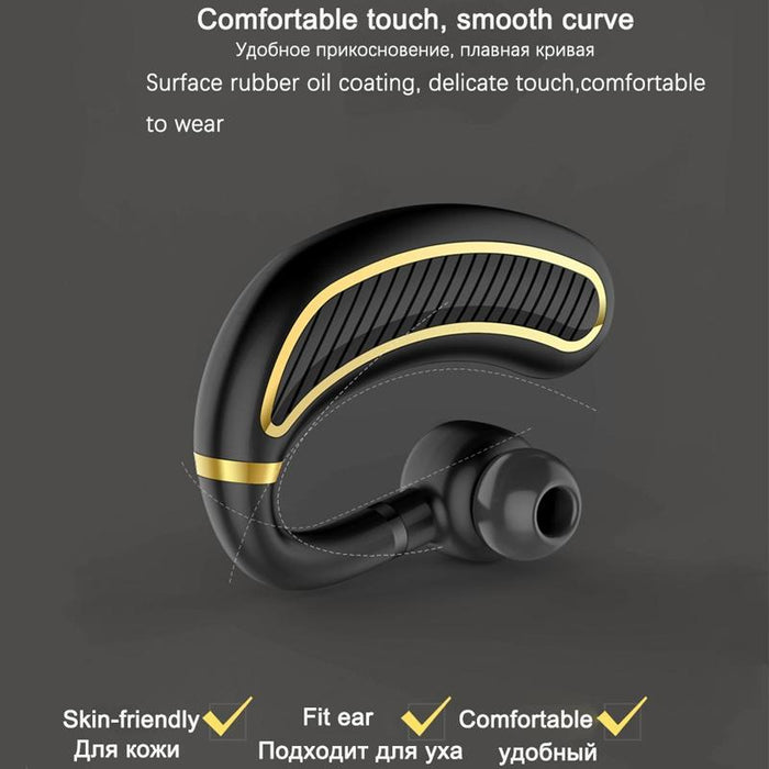 Business Bluetooth 5.0 Wireless Earphones With Mic 24 Hours Work Time For Iphone Android Phone Black Gold