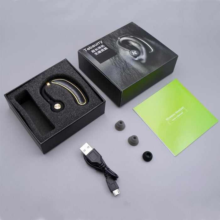 Business Bluetooth 5.0 Wireless Earphones With Mic 24 Hours Work Time For Iphone Android Phone Black Gold