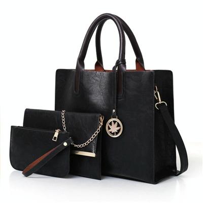 3 In 1 Leather Women Large Tote Bags Shoulder Messenger Bag