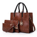 3 In 1 Leather Women Large Tote Bags Shoulder Messenger Bag