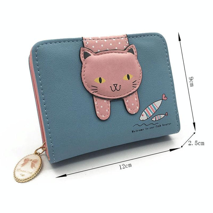 Adorable Cat Zip Wallet For Women