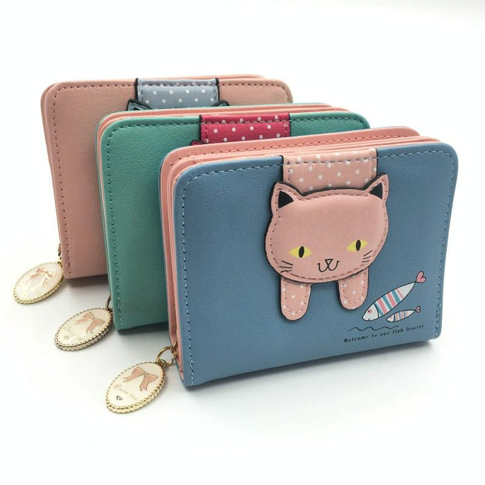 Adorable Cat Zip Wallet For Women