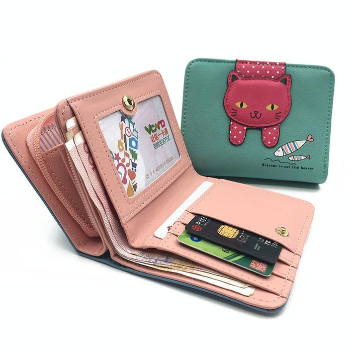 Adorable Cat Zip Wallet For Women