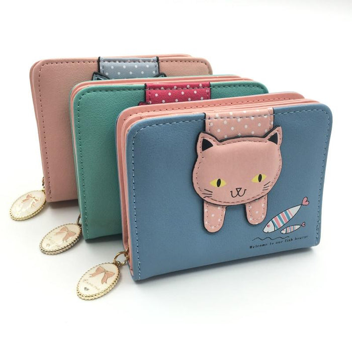 Adorable Cat Zip Wallet For Women