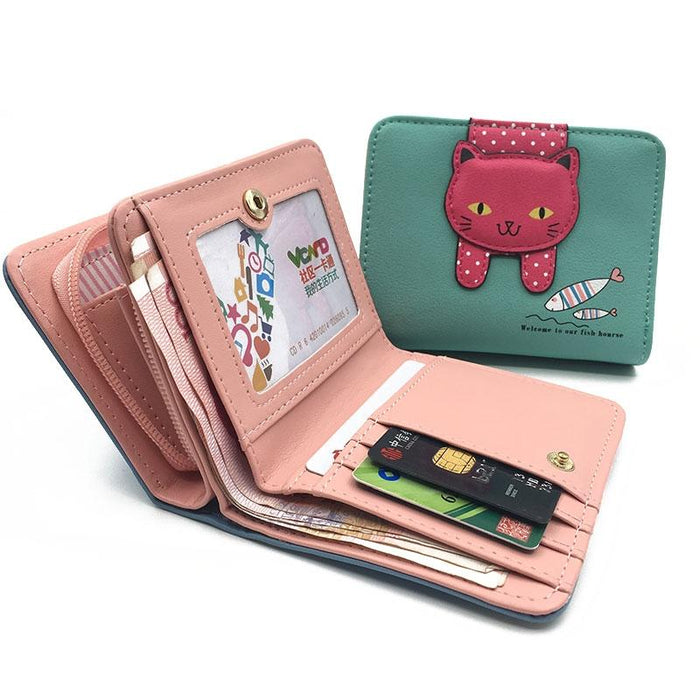 Adorable Cat Zip Wallet For Women