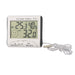 Digital Thermometer Hygrometer with External Sensor - White
