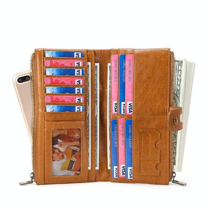 Secure Leather Wallet with Card Slots - Anti-theft