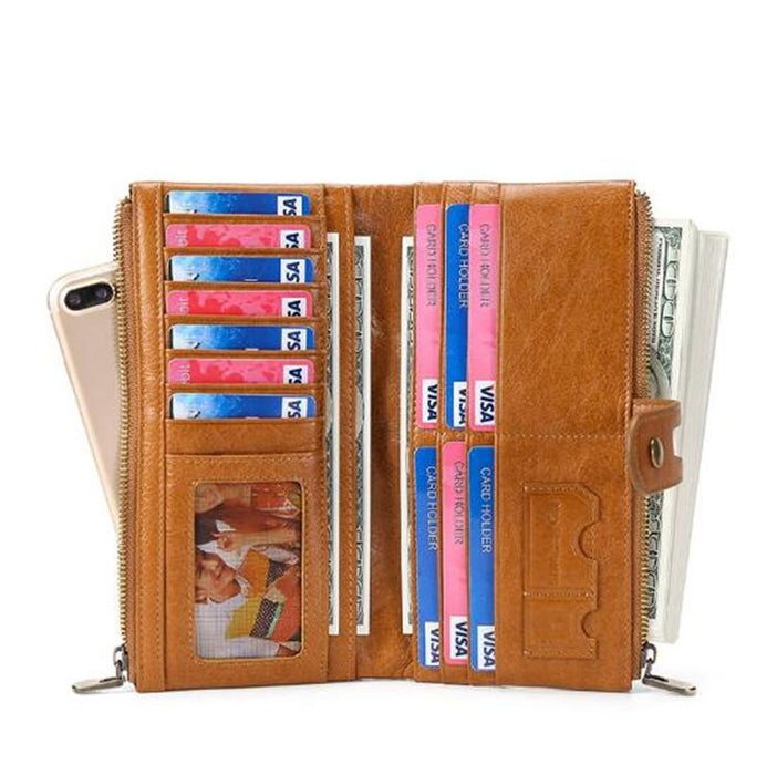 Secure Leather Wallet with Card Slots - Anti-theft
