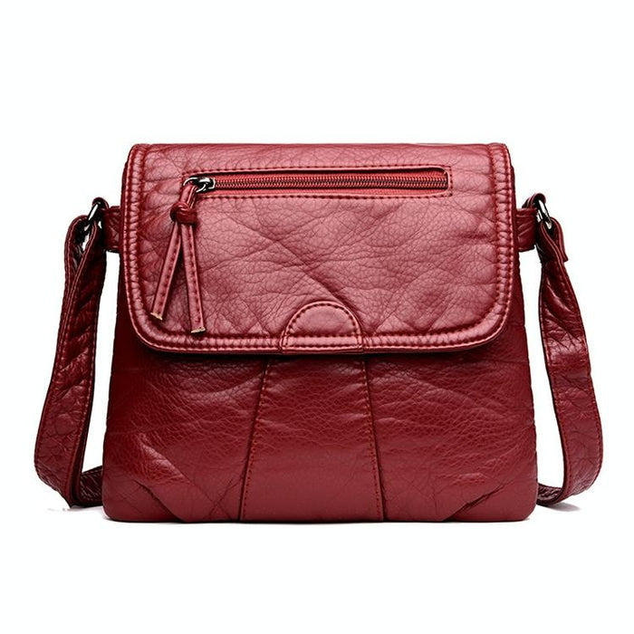 Messenger Bags Soft Washed Pu Leather Bag Fashion Female