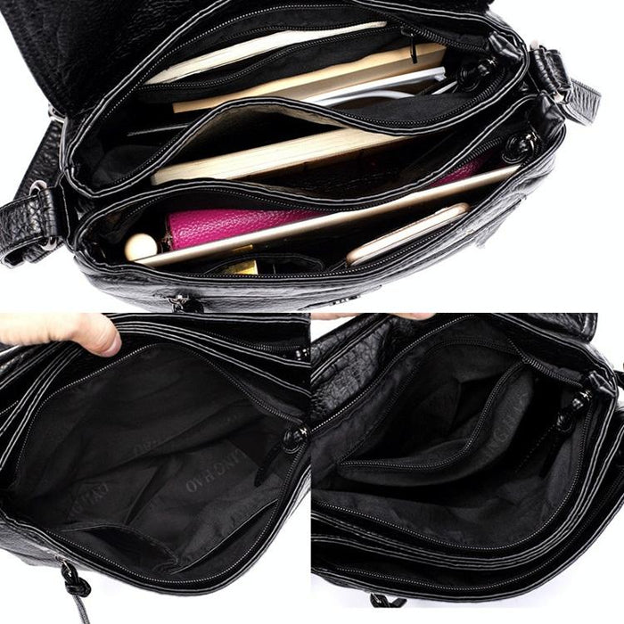 Messenger Bags Soft Washed Pu Leather Bag Fashion Female