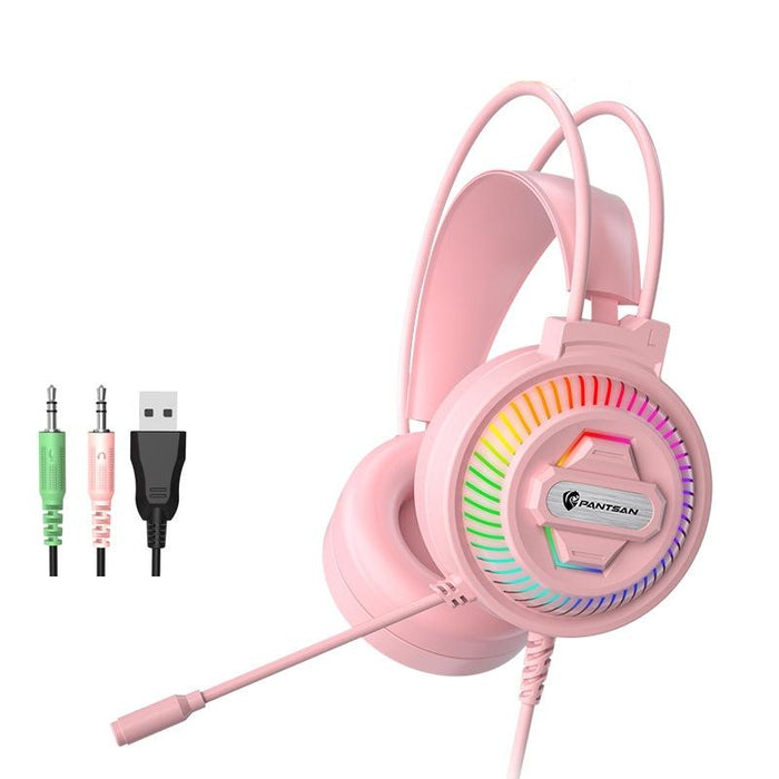 Usb Head-Mounted Rgb Headset 3.5Mm Pink