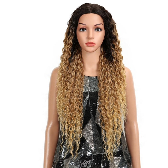 23 Natural Blonde Synthetic Lace Front Wig Long Curly Hairpiece