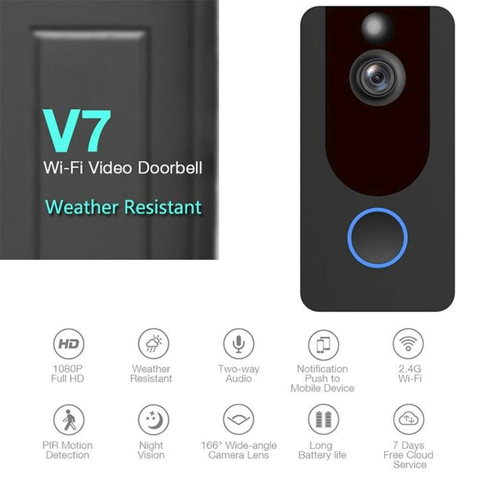 Standard Edition 1080P Full Hd Weather Resistant Wifi Security Home Monitor Intercom Smart Phone Video Doorbell Without Dingdong Machine