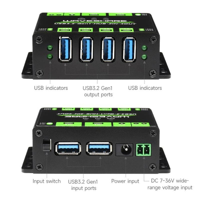 4-Port Usb 3.2 Hub With Dual Host Switching