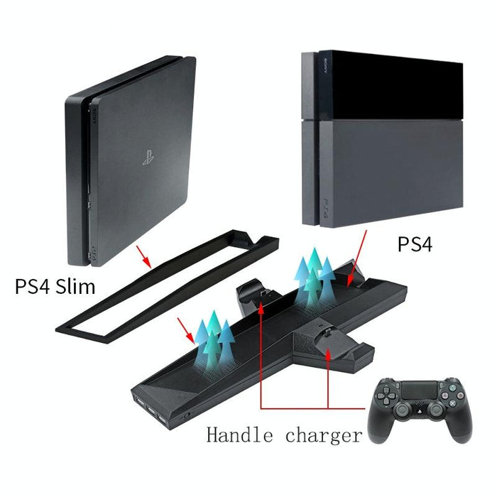 Game Console Radiator And Dual Handle Charging Base For Ps4 / Ps4 Slim Black