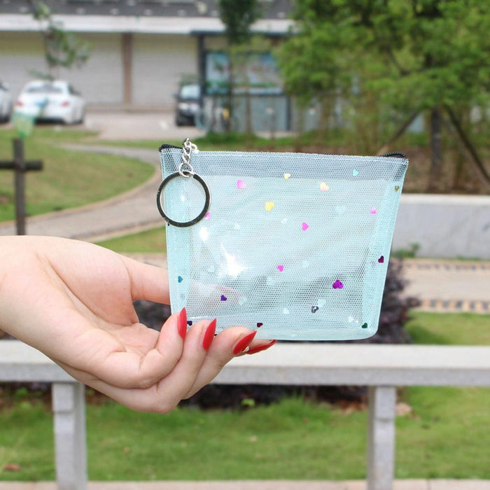 Mini Waterproof Pvc Jelly Coin Purse Transparent Zipper Bag Blue