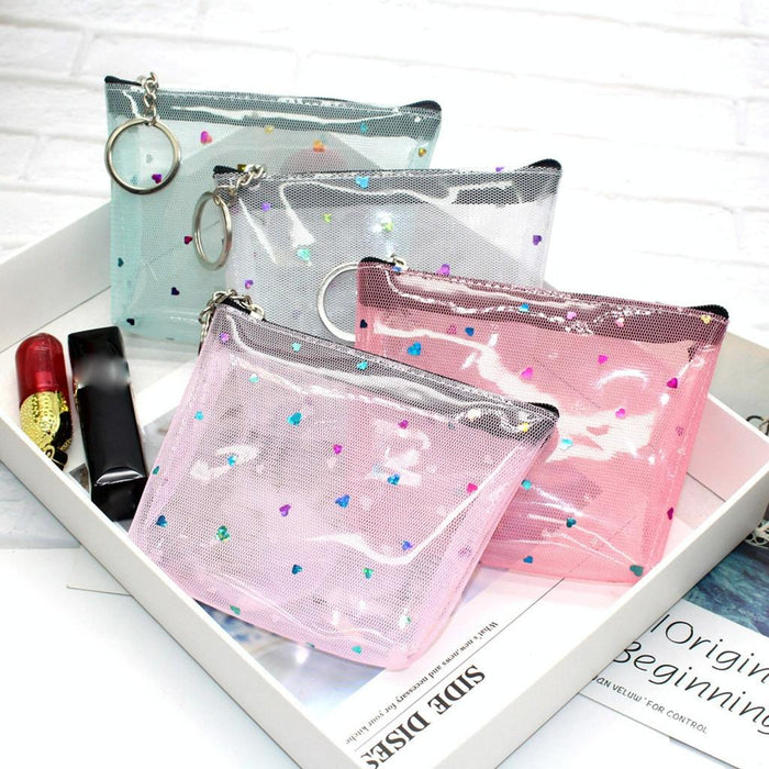 Mini Waterproof Pvc Jelly Coin Purse Transparent Zipper Bag Blue