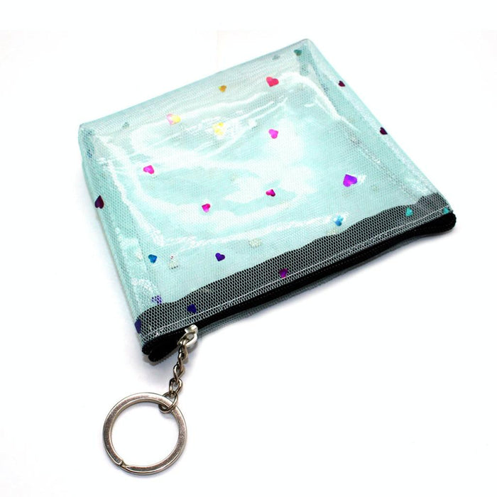 Mini Waterproof Pvc Jelly Coin Purse Transparent Zipper Bag Blue