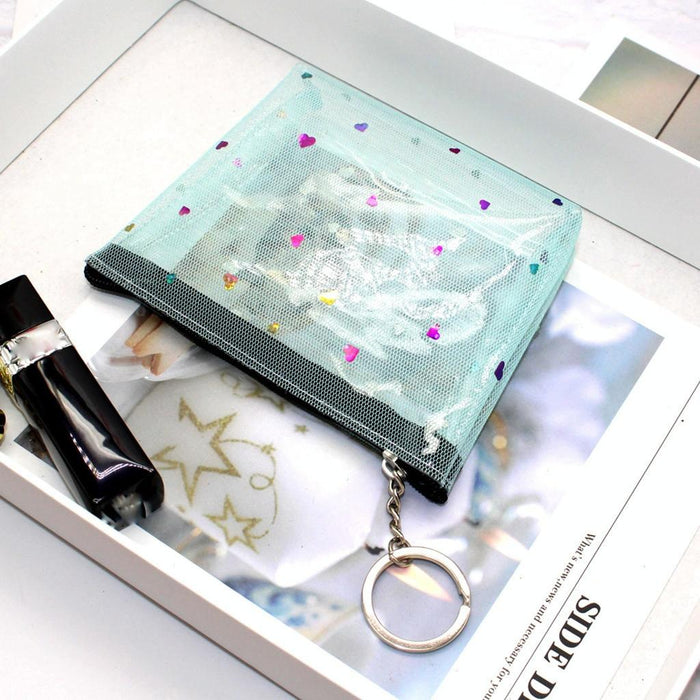 Mini Waterproof Pvc Jelly Coin Purse Transparent Zipper Bag Blue