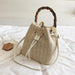 Straw Handbag Shoulder Messenger Bamboo Bucket Bag